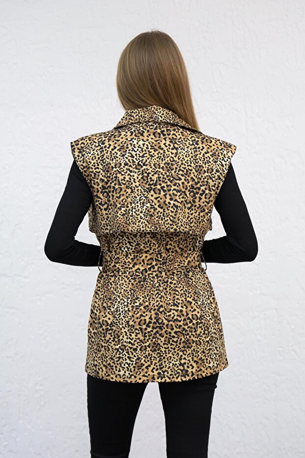 Leopar Desenli Yelek - 3