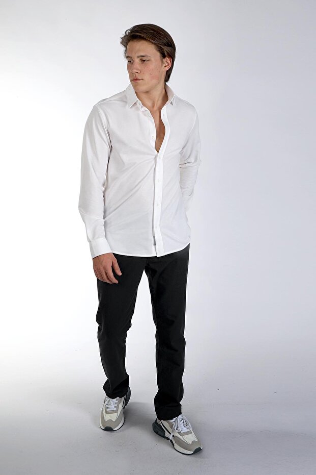 Joles Erkek Örme Gömlek Beyaz - 1