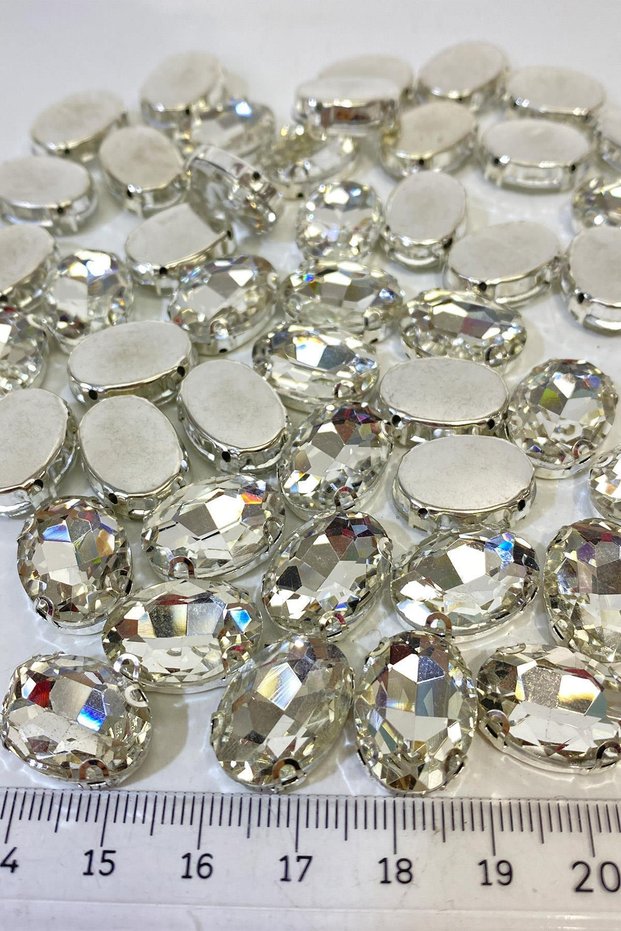 Silver Color Oval Case Beyoğlu Stone Stacked Glass Beads 5 Pieces