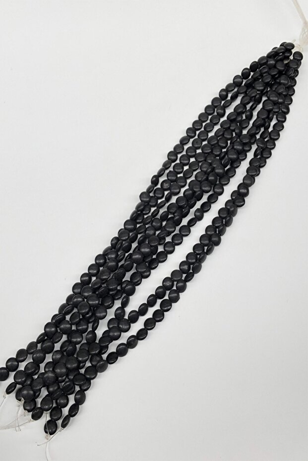 Black Flat Stone Bead - 1