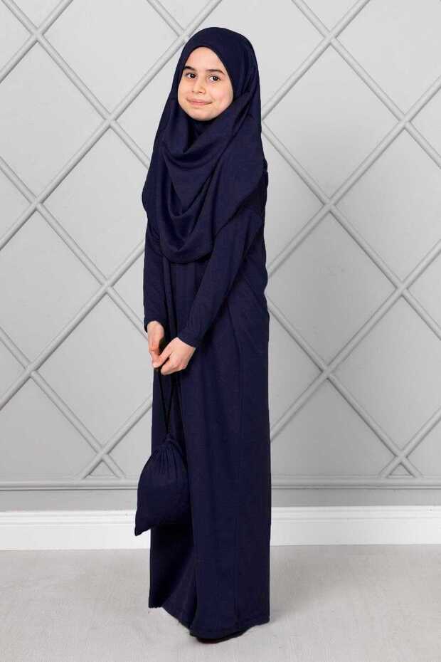 Hijab Kids Prayer Dress Navy Blue