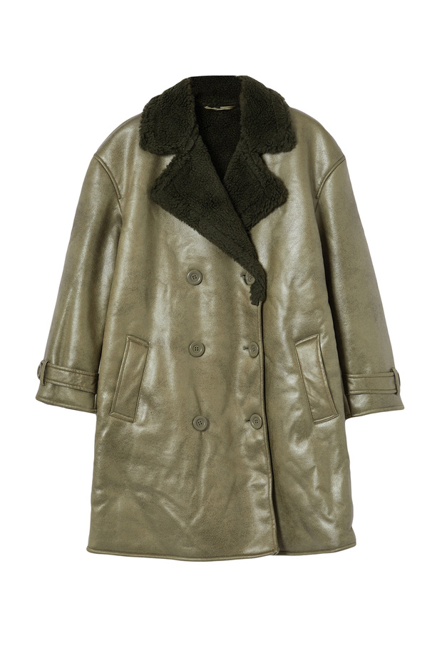 Khaki kołnierz futro szczegółowy oversize długi płaszcz Twoaw25Kb00000 - 6