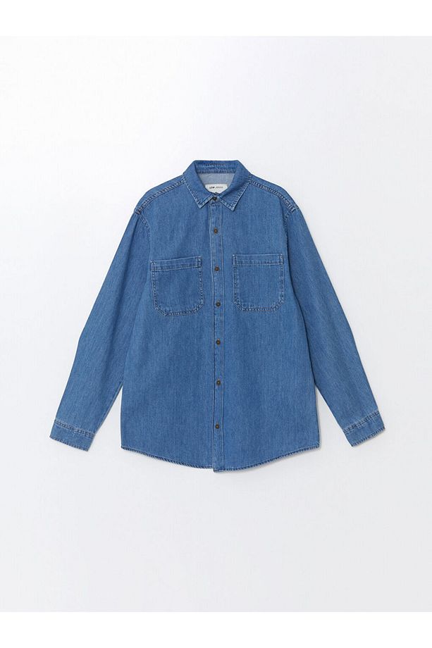LCW Regular Fit Uzun Kollu Erkek Jean Gömlek - 5