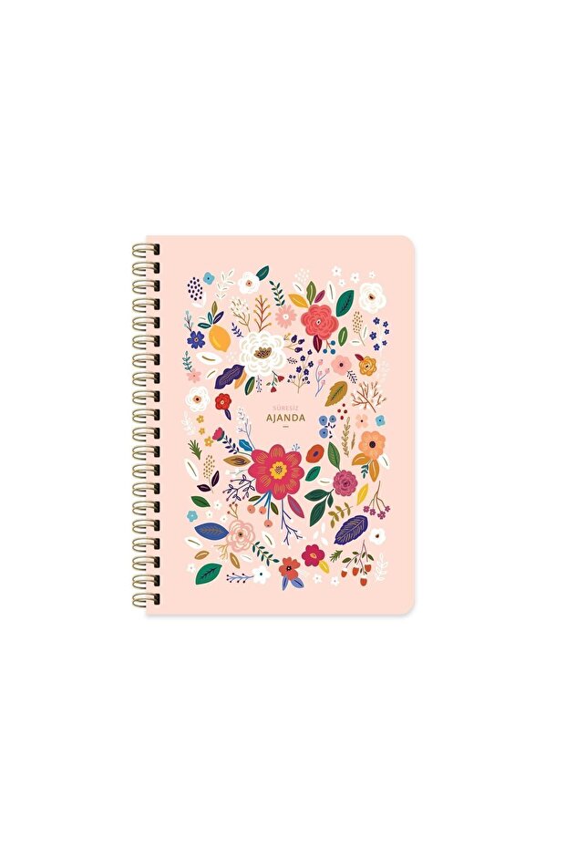 A5 Undated Weekly Agenda Pink Flower