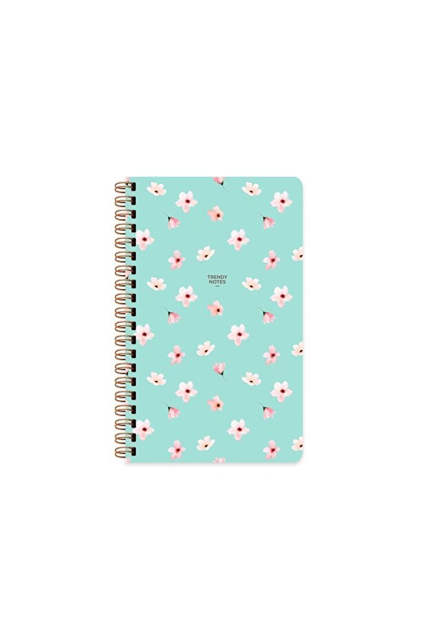 Hard Cover Lined Spiral Flower Notebook Water Green 13x21