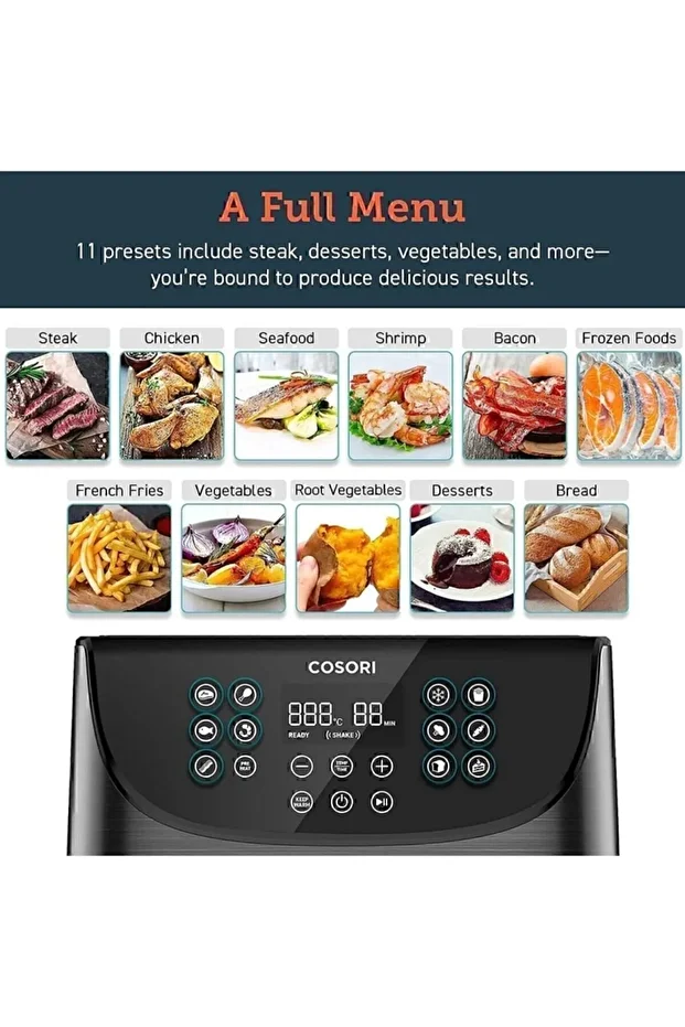 Yağsız Sıcak Hava Fritözü 5,5l, Xxl, 1700w, Dijital Led Dokunmatik Ekran,11 Program - 3