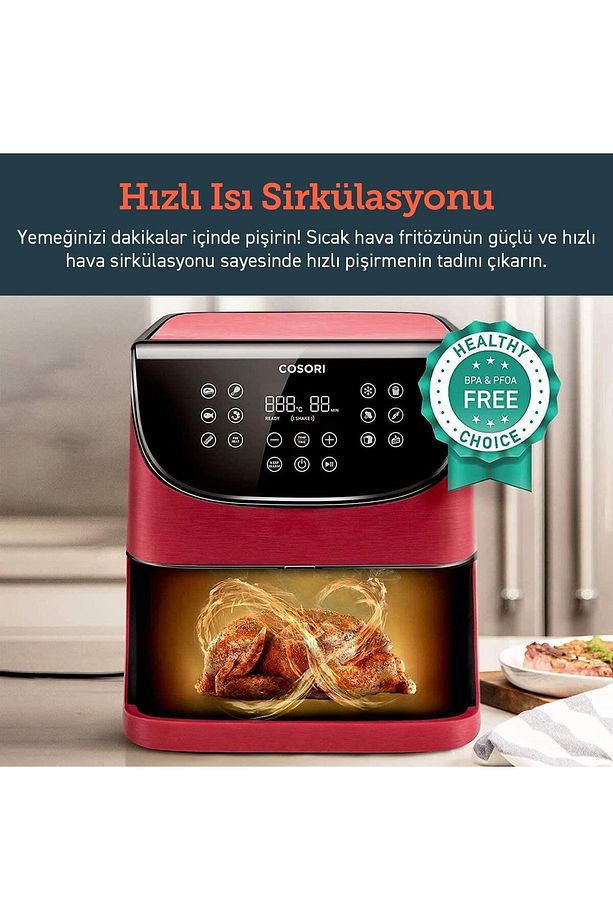Sıcak Hava Fritözü Xxl Yağsız, 5,5 Lt 1700 W Kırmızı - 2