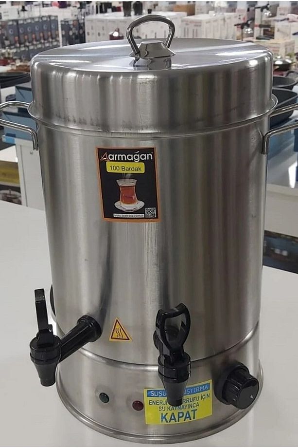 120 Bardak 2000w Çelik Çaycı Termostatlı Semaver Siyah Plastik - 2