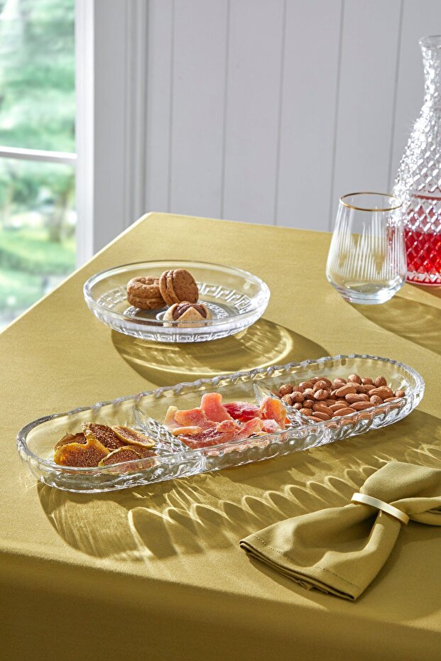 Selen Concept Cemre Model 3 Bölme El Yapımı Cam Kayık Tabak - 3