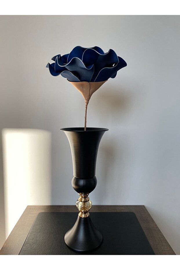 Decorative Handmade Luxury Latex Eva Artificial Flower (EXCEPT VASE) - Silver Gilded Navy Blue - Foam Flower