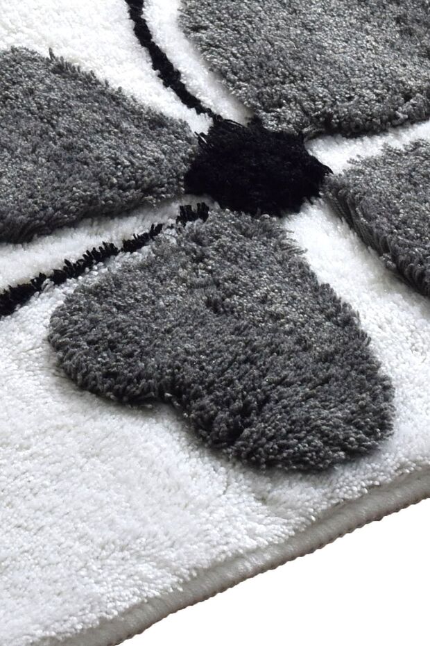 Kırçiçeği Gri 2'li Set 60x100 Cm 50x60 Cm Banyo Halısı Paspas Seti Akrilik - 3