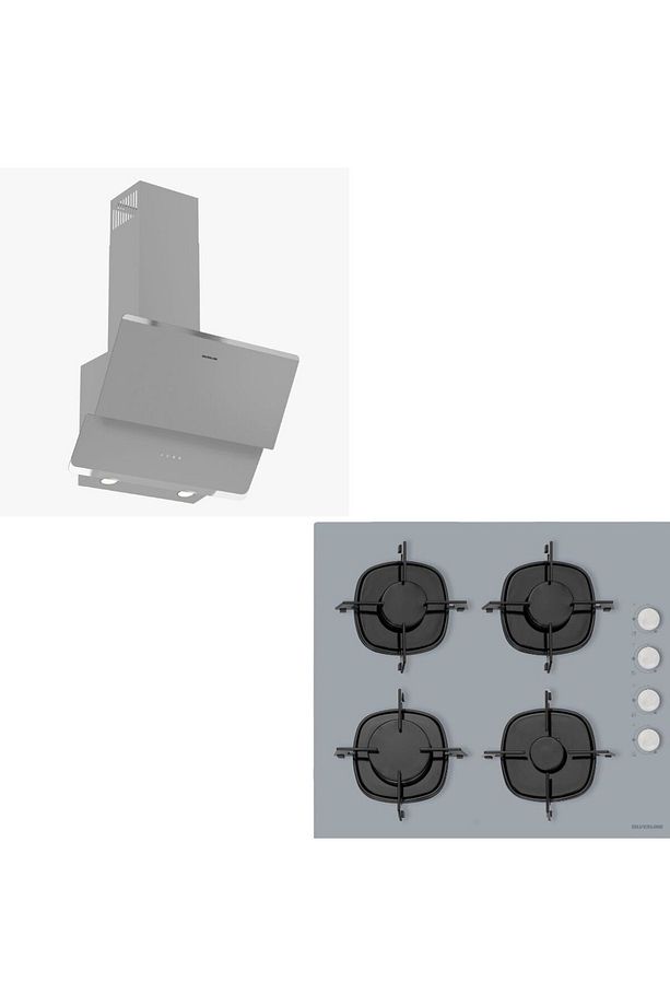 2'li Gri Ankastre Set (3490 Oslo Gri Davlumbaz - CS5335S02 Gri Ocak) - 1