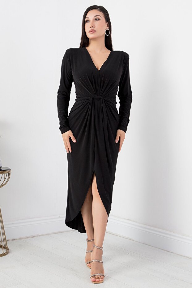 Rochie Sandy cu decolteu în V și mânecă lungă NY4411 - 5