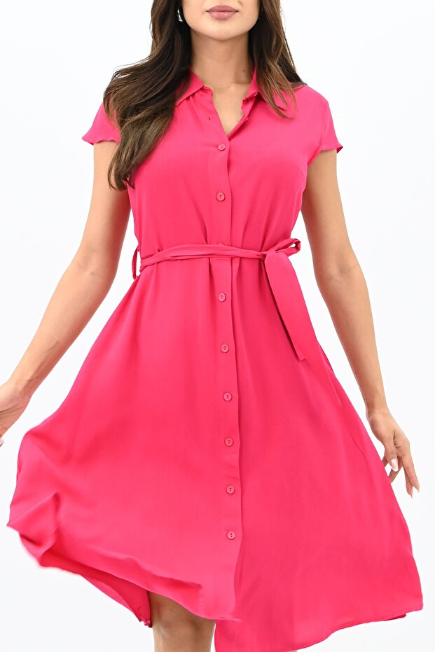 Women's Sleeveless Buttoned Belted Dress 5175-23