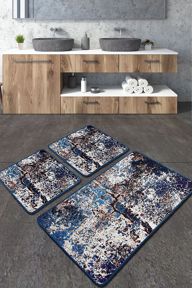 Be Lost Banyo Halısı 3'lü Set Banyo Paspası Kaymaz Tabanlı Klozet Takımı Djtbanyo - 1