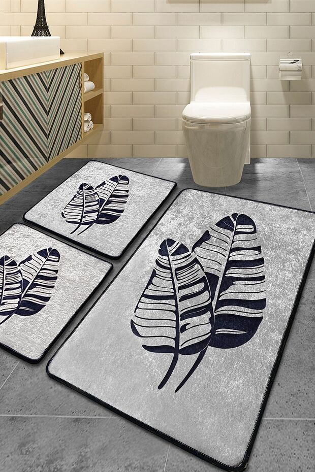 Lipha Gri 3'lü Set Banyo Halısı Djtbanyobanyo - 1