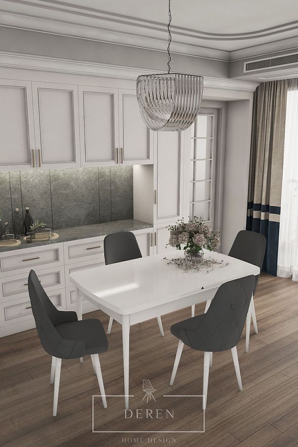 Luna Serisi, 80x132 Açılabilir Mdf Mutfak Ve Yemek Masası Takımı + 4 Adet Antrasit Sandalye - 1