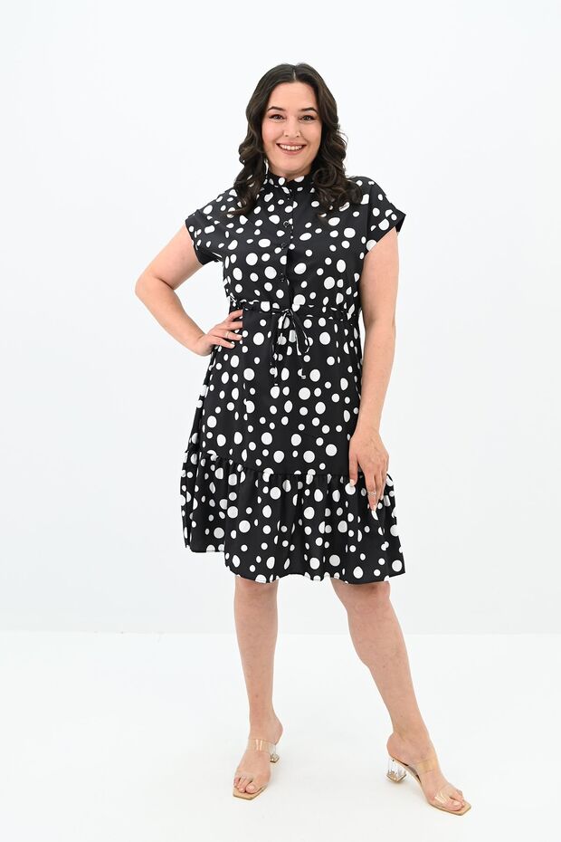 Women's Plus Size Polka Dot Detailed Dress 5226-25