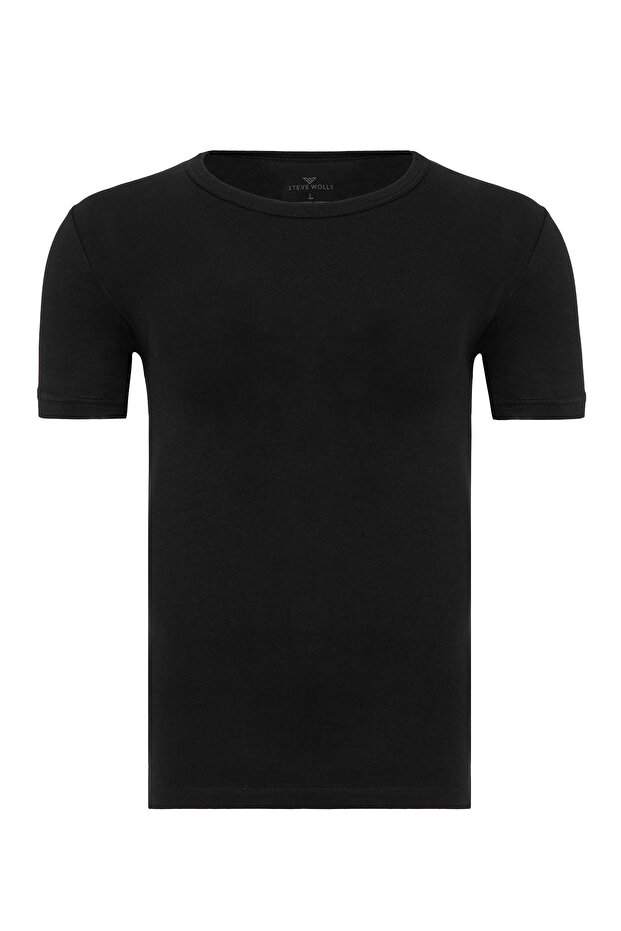 Men's Black Single Round Collar Bamboo T-Shirt - 33500