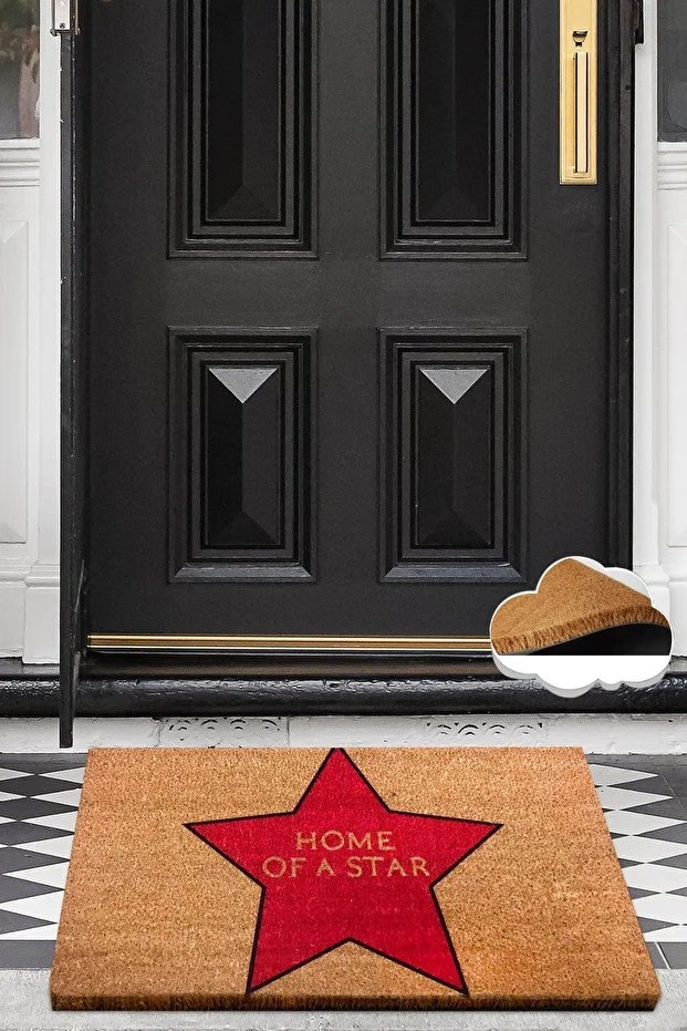 Coco Star Red Doğal Koko Paspas,Kıl Kapı Önü Paspası - 1