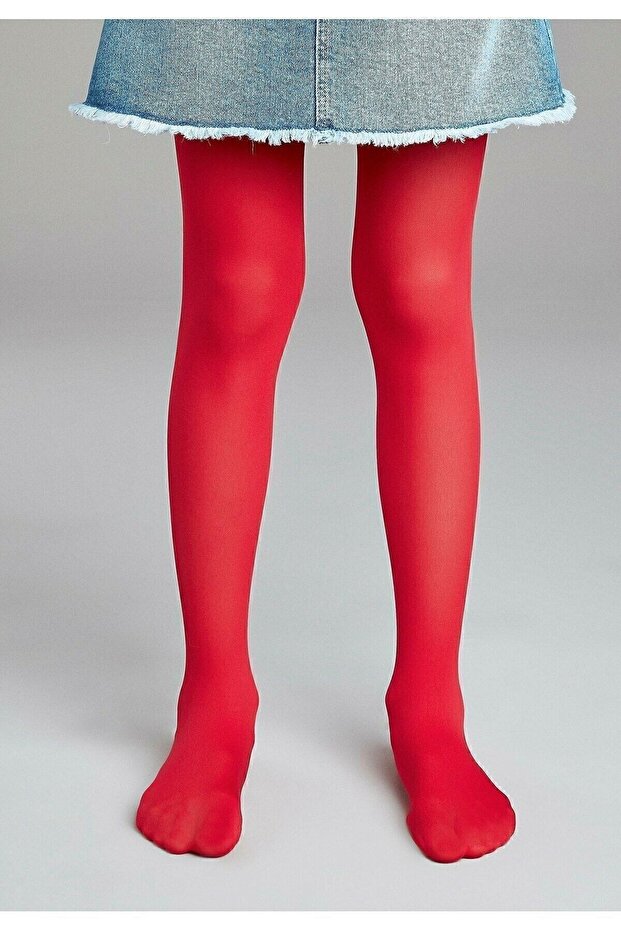 Children's Red Micro 50 Plain Mousse Pantyhose