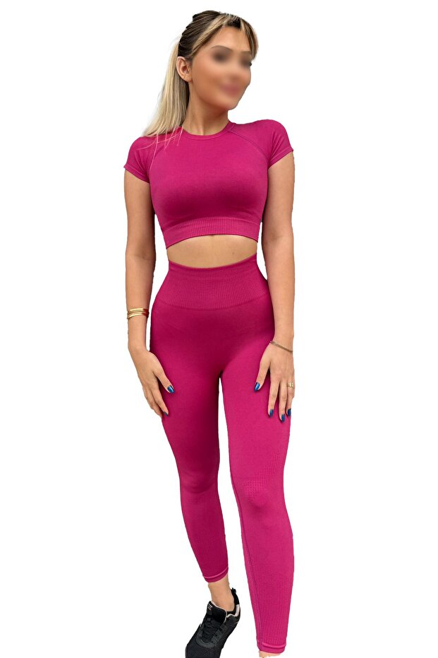 Kısa Kol Spor Seamless Tayt Takımı - 3
