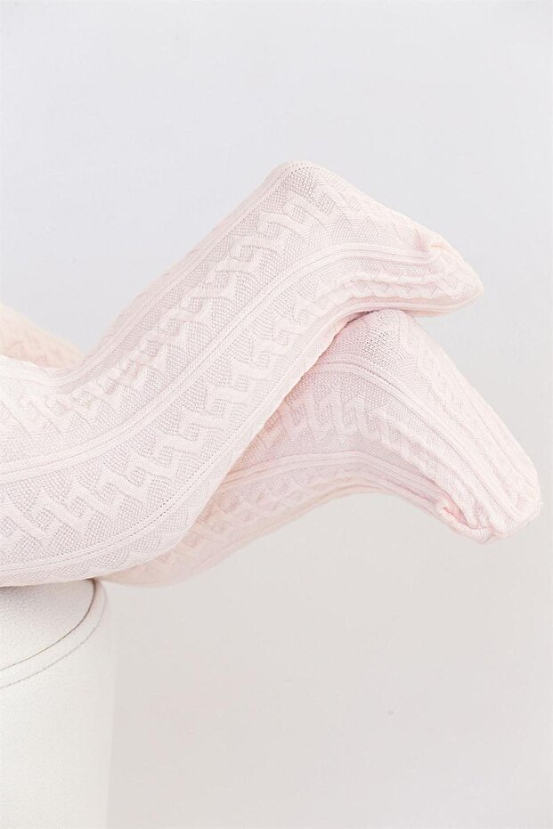 Baby Pink Ayça Self Patterned Mousse Pantyhose