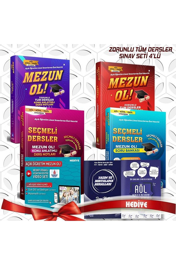 4’lü Ful Efsane AÖL Sınav Seti - Zorunlu ve Seçmeli Dersler Konu Anlatım+Soru Bankası - 2024 baskı - 1