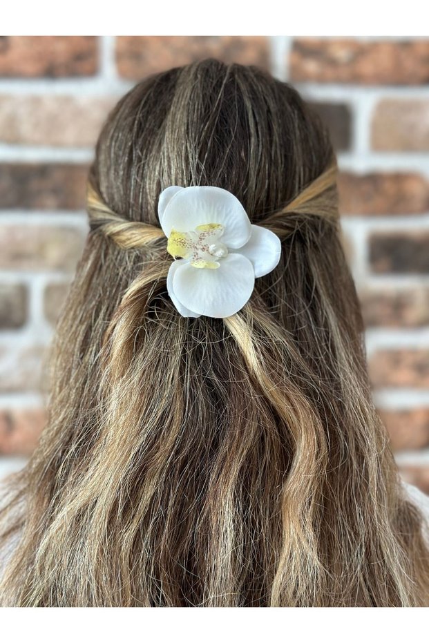 Orchid Flower Clip-on Fabric Hair Clip