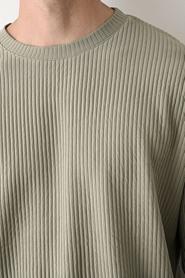 Erkek Oversize Fitilli Sweatshirt - 2