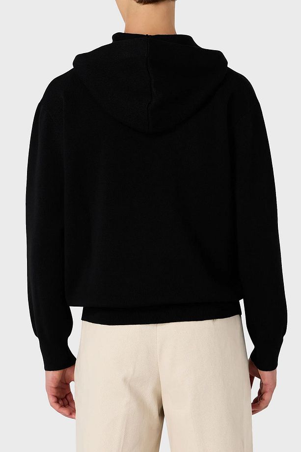 Relaxed Fit Kapüşonlu Kanguru Cepli Yün Karışımlı Triko Erkek Sweat 6R1MX7 1MNBZ F008 - 3
