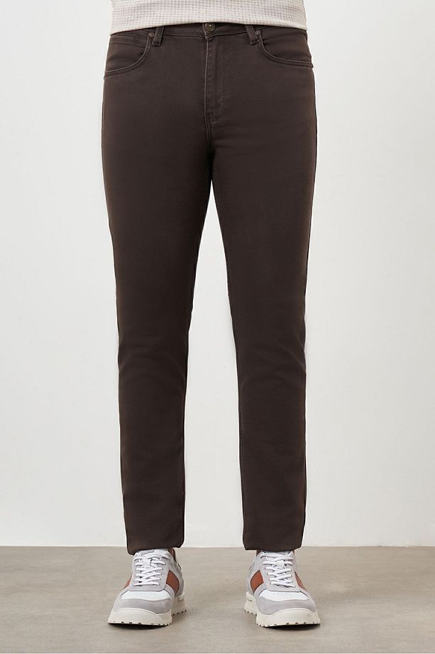 Erkek KAHVE Mevsimlik Pamuk 5 Cep Dynamic Fit Jean Pantolon - 1