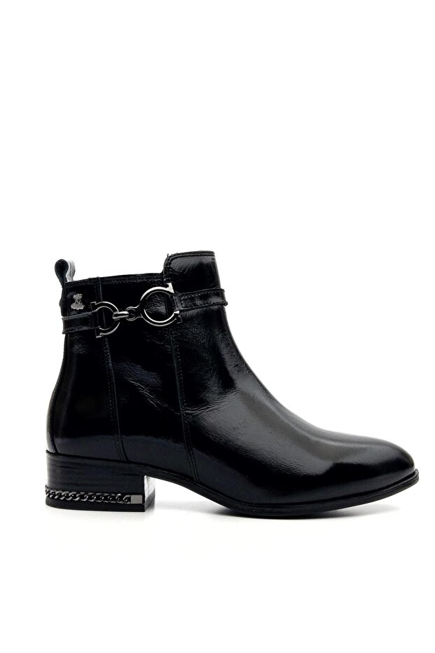 2152711K Women's Genuine Leather Buckle Black Casual Boots