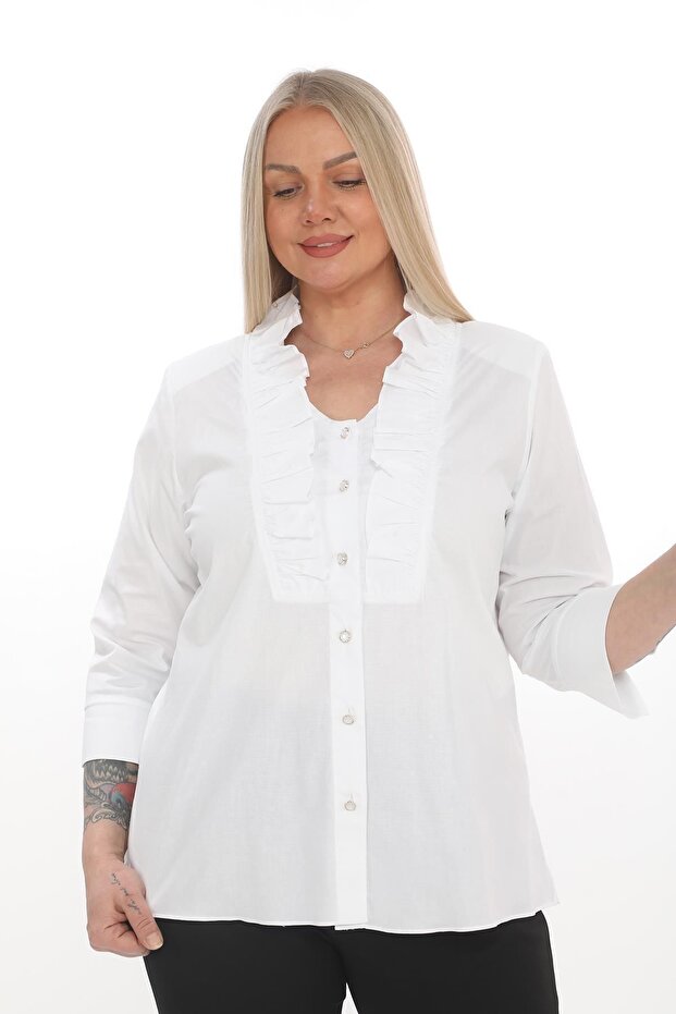 16510 Ruffle Collar Shirt (B105)