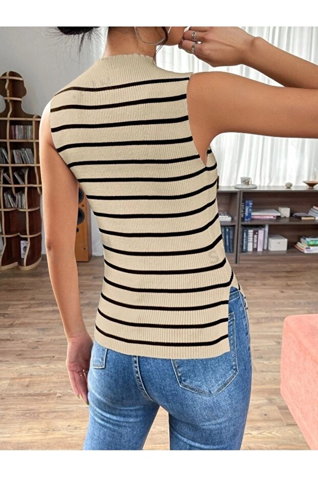 Dier Moda Kadın Fitilli Görünümlü Kalın Askılı Basic Atlet - 2