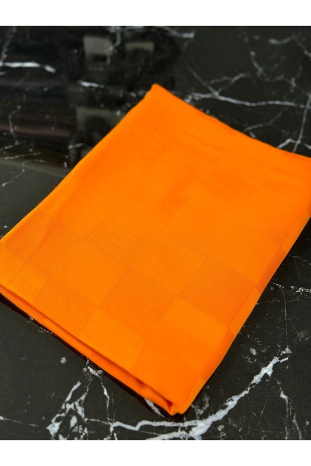 Imported Checkerboard Pattern Silky Jacquard Shawl Premium Quality - Orange