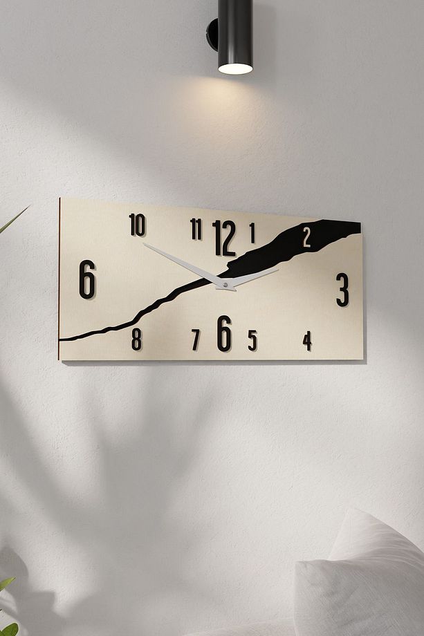 Minimal Dikdörtgen Kavak Ahşaplı Duvar Saati - 3