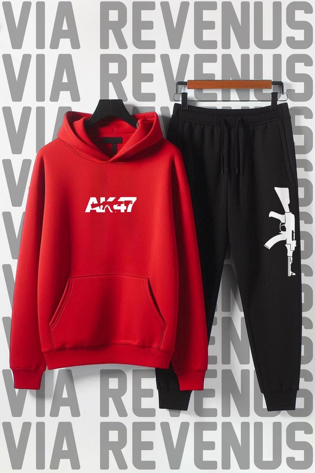 Ak47 Printed Unisex Wide Fit Soft Fabric Hooded Tracksuit Set