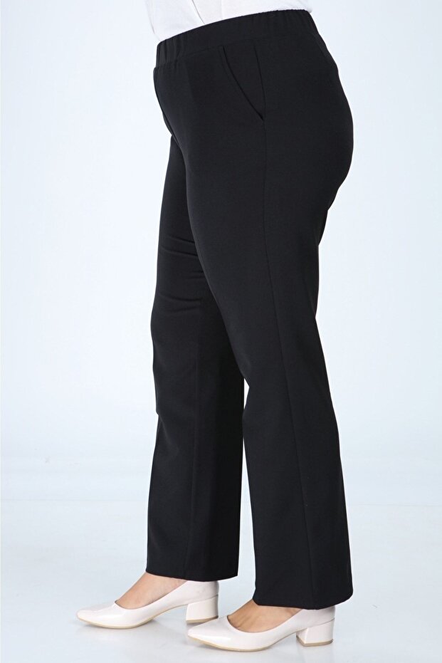 Plus Size Trousers Women's Fabric Trousers with Elastic Waist