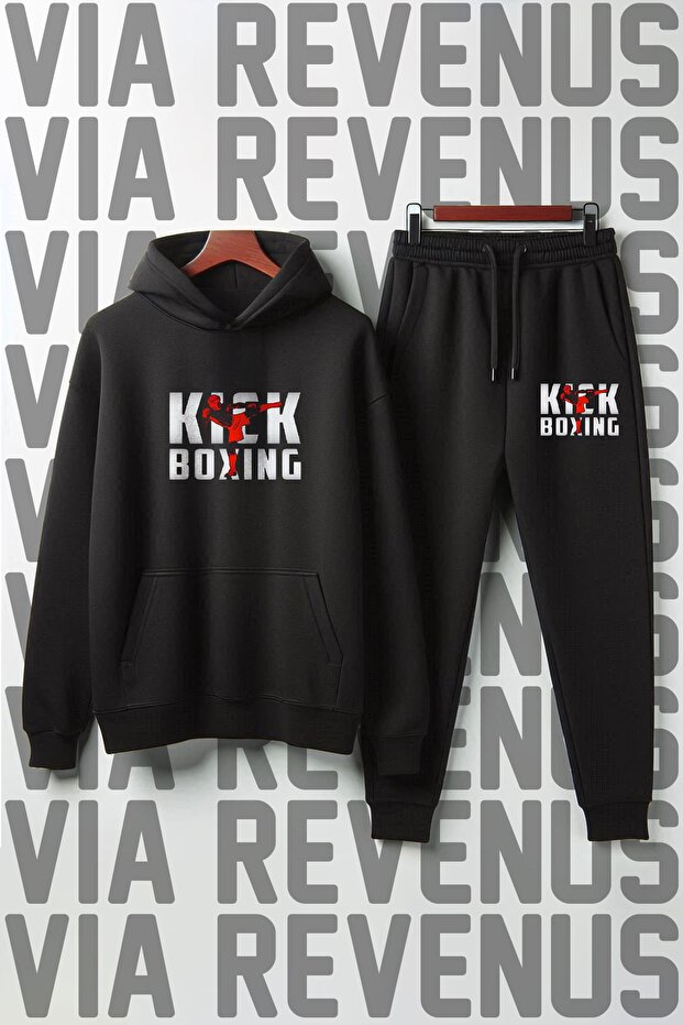 Kick Boxing Printed Unisex Wide Fit Soft Fabric Hooded Tracksuit Set