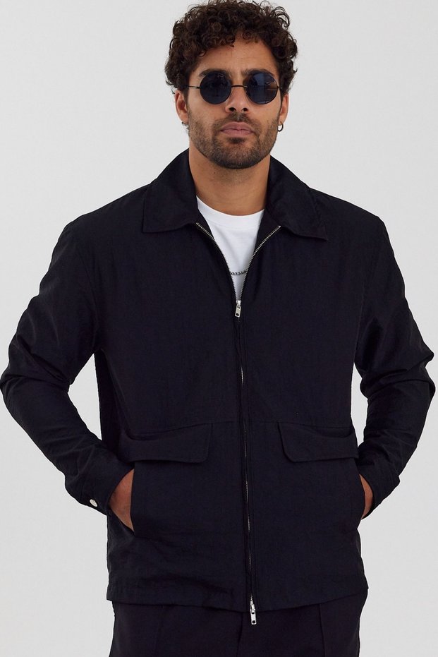 New Season Men's Seasonal Lined Double Zipper Detailed Black Seasonal Jacket Mz56107