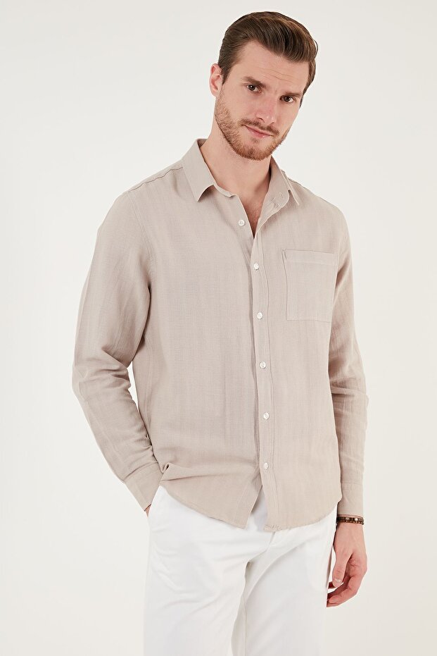 Cotton Regular Fit Single Pocket Shirt Men's SHIRT CF24S128229
