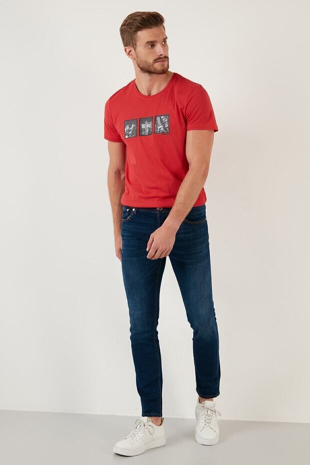 Cotton Normal Waist Slim Fit Jeans Men's Denim Trousers 629j018007
