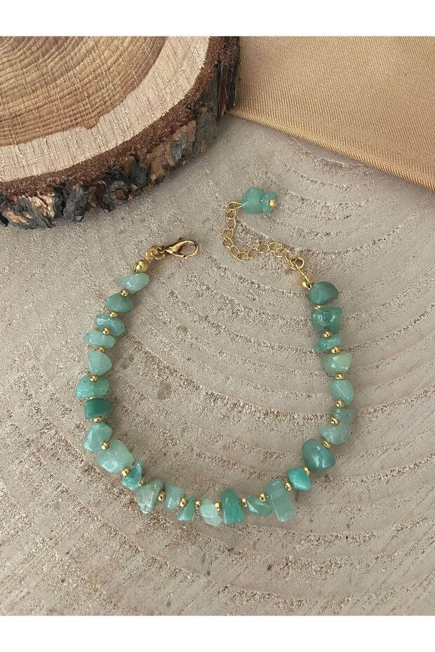 Natural Stone Green Aventurine Stone Gold Plated Special Design Women's Bracelet Women's Mother's Lover's Gift