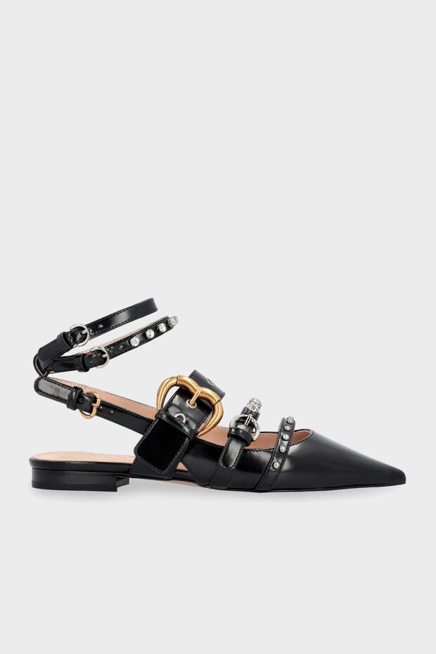 Pinko Jewelled Open Back Pointed Toe Leather Shoes SD0025P006Z99