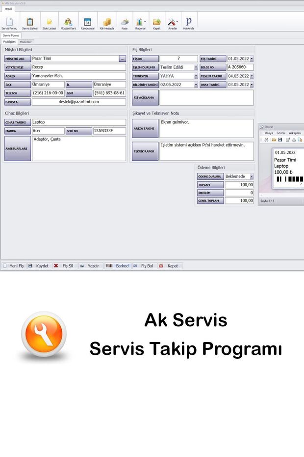 Servis Takip Programı & Servis Programı - 1