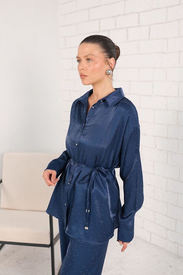 Navy stone shirt set 32-2095