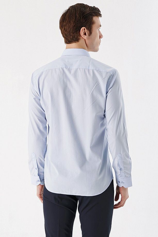 Erkek A. Mavi Basic Slim Fit Gömlek - 5