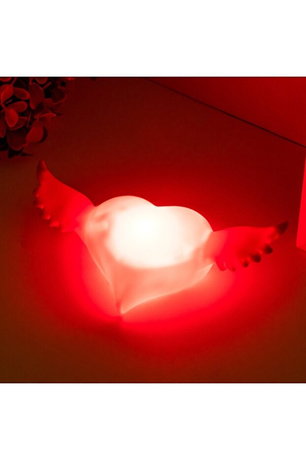 Kanatlı Kırmızı Led ışıklı Kalp - 4
