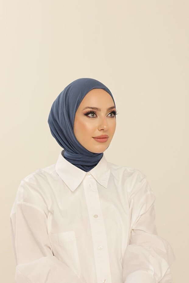 Indigo Practical Combed Cotton Shawl - Women's Hijab Velcro Hijab Bonnet